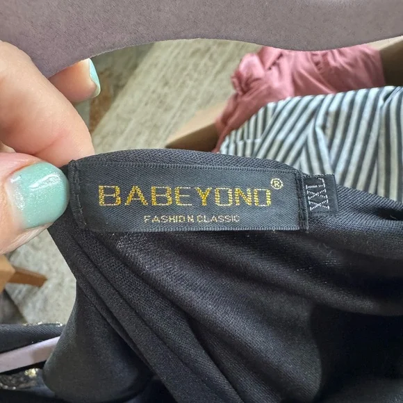 Flapper Style roaring 20’s Babeyond Black and Gold Beaded Dress with fringe XXL - Picture 8 of 8